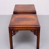 Drexel Chippendale pair Mahogany Sofa Tables 1970s USA