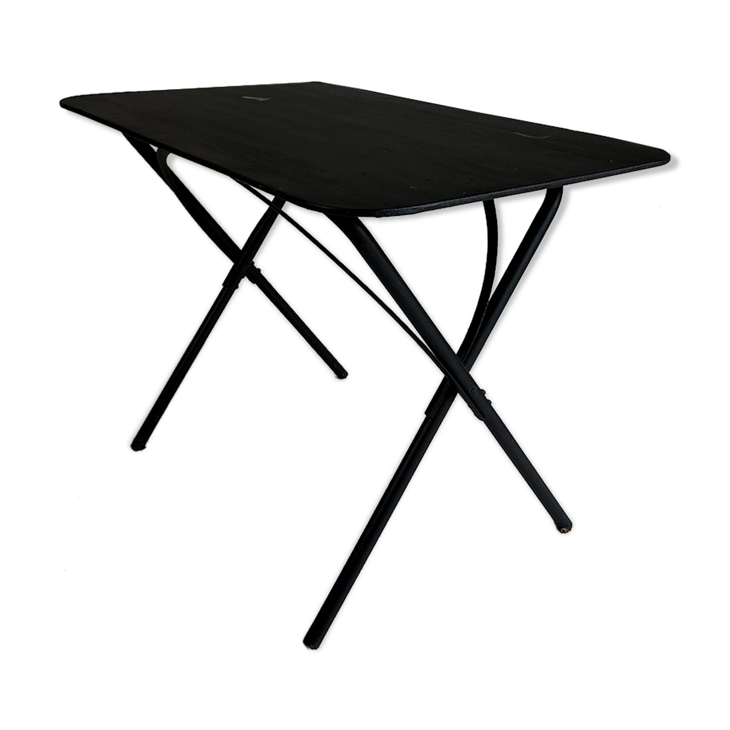 60 ' s folding vintage garden table in black metal