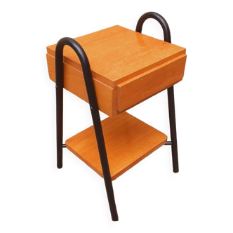 Bedside table, vintage 1950s oak side table