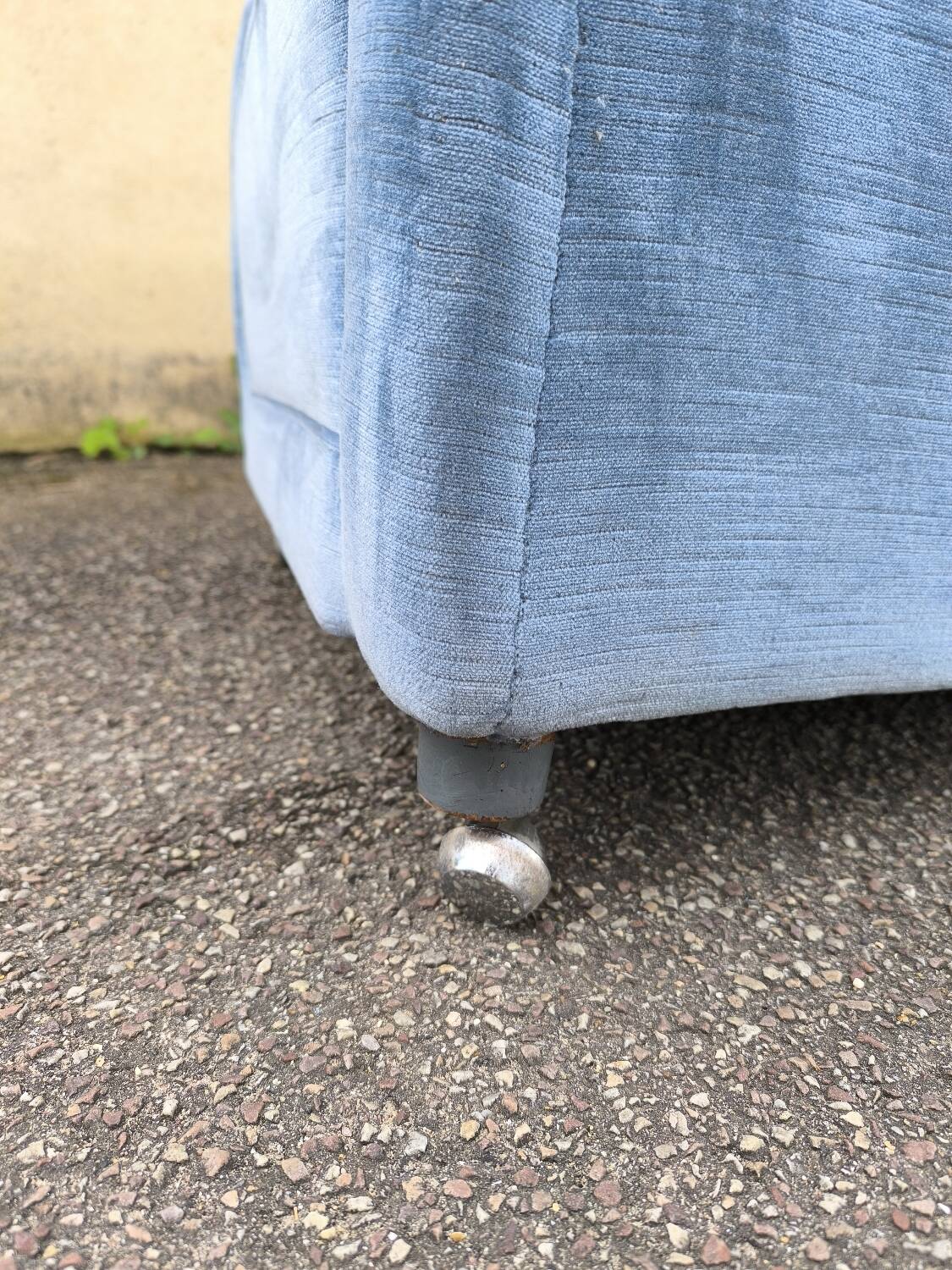 Cocktail armchair in sky blue velvet 1960s