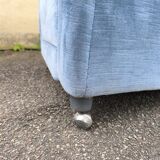 Cocktail armchair in sky blue velvet 1960s