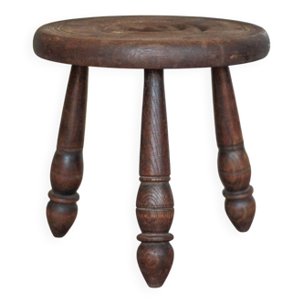 Tabouret vintage, tabouret tripode, tabouret d'appoint, porte-plante bois