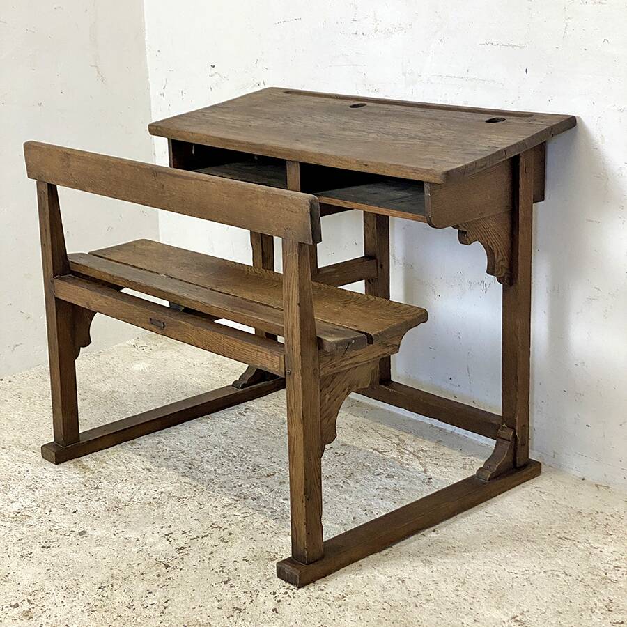 Pupitre d'écolier double vintage 50's