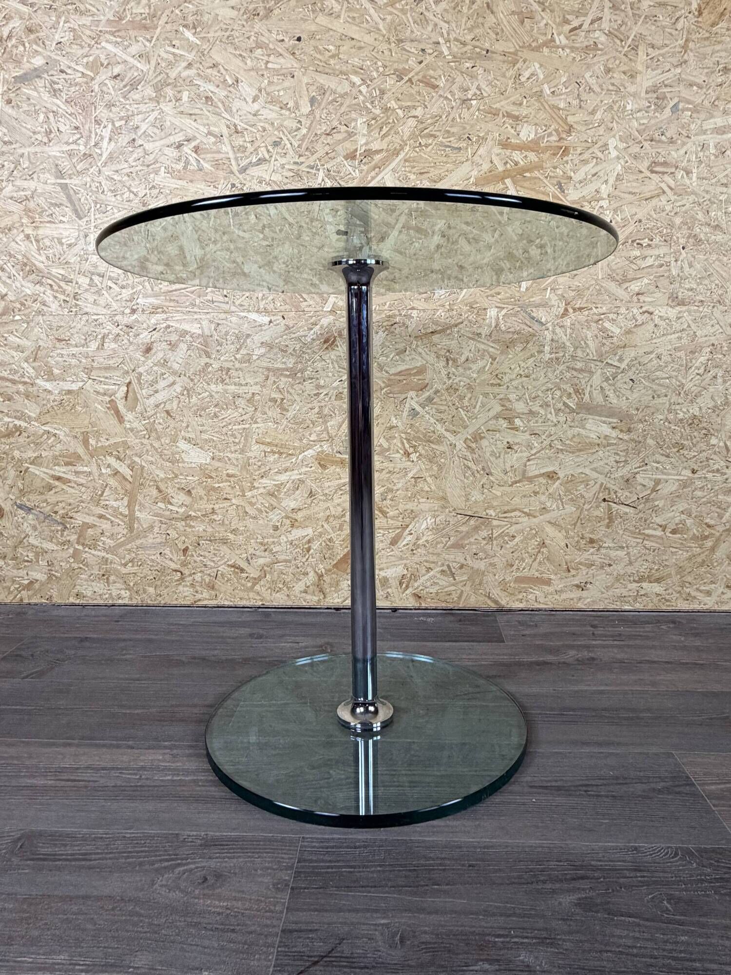 1970s 1980s Coffee Table Side Table in Chrome and Glass Space Age Design