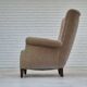 Années 1970, fauteuil danois à dossier haut, état d'origine, meuble velours, bois de hêtre.