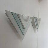 Pair of vintage wall lights, white lacquered metal and glass, Germany 1970s