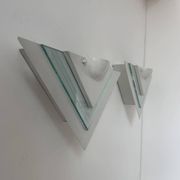Pair of vintage wall lights, white lacquered metal and glass, Germany 1970s