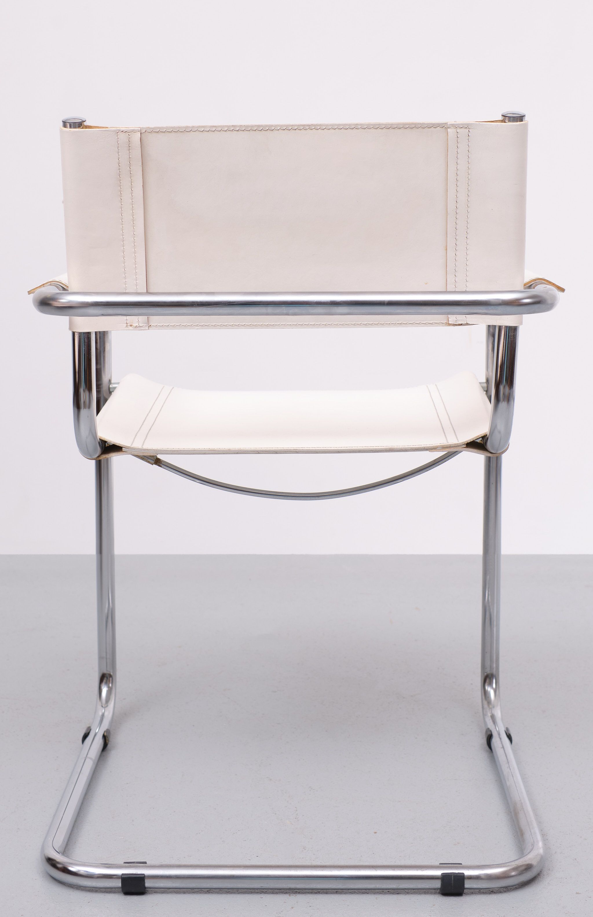 Bauhaus White Leather Arm Chair Matteo Grassi 1970s Italy