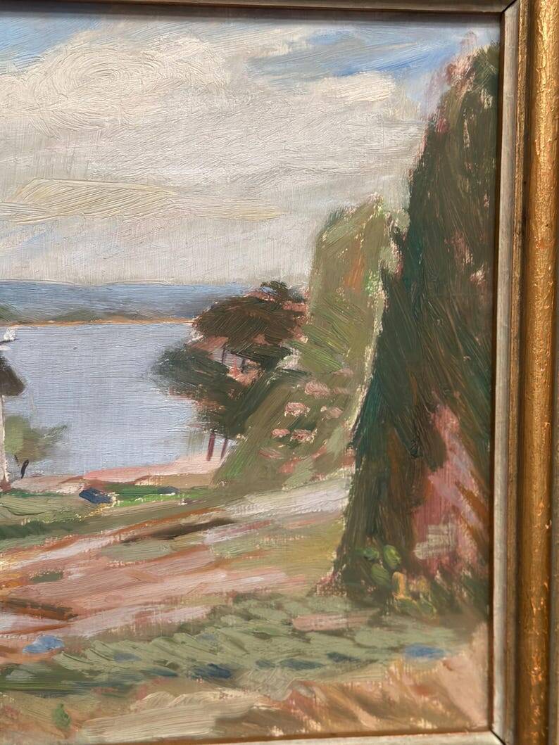 Swedish Oil On Panel "Landscape View" by S. Toqvist, Vintage & Framed 57×40cm