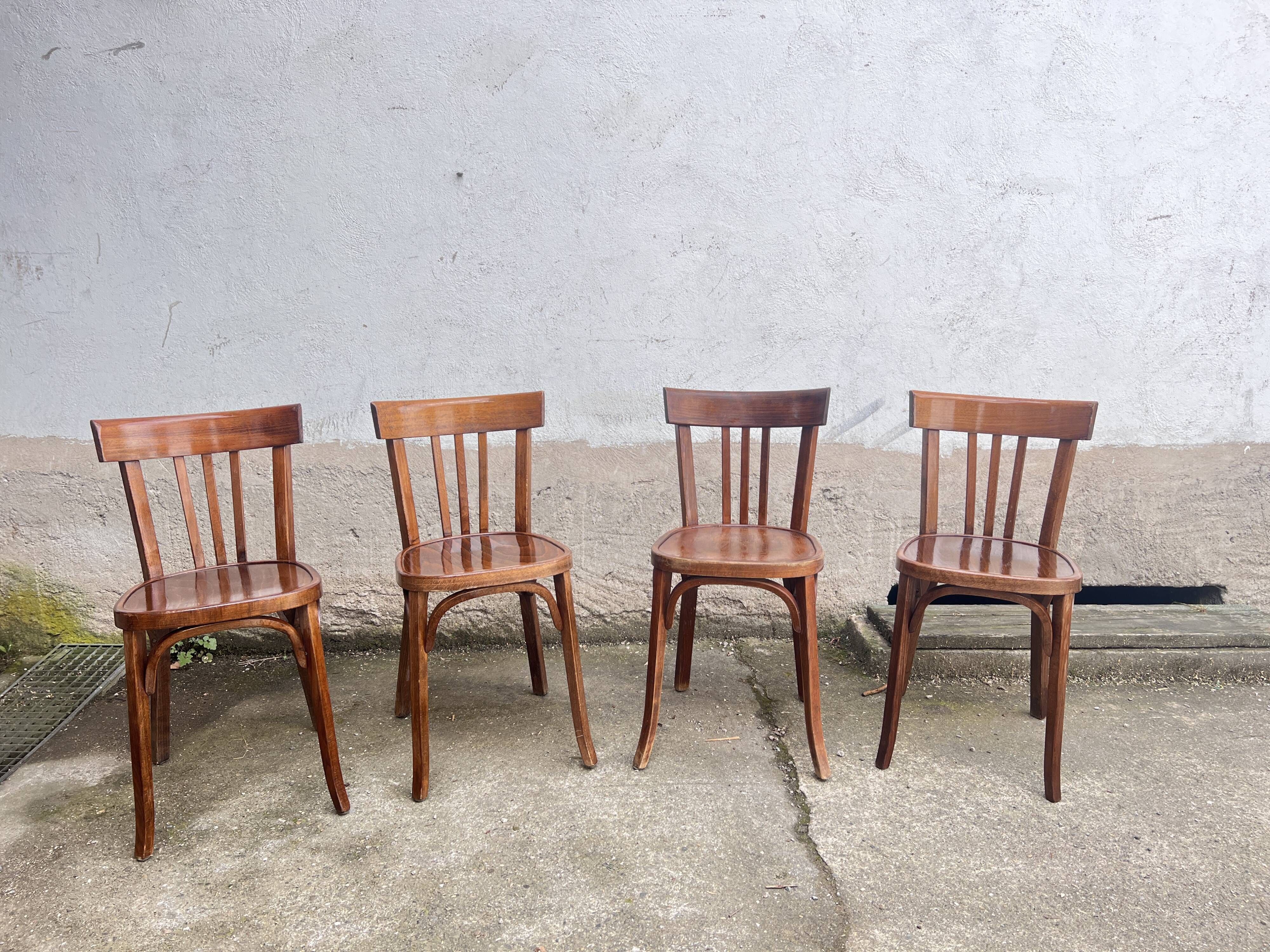 Lot 4 baumann chairs - bistro bar brasserie bohème vintage 1950 old