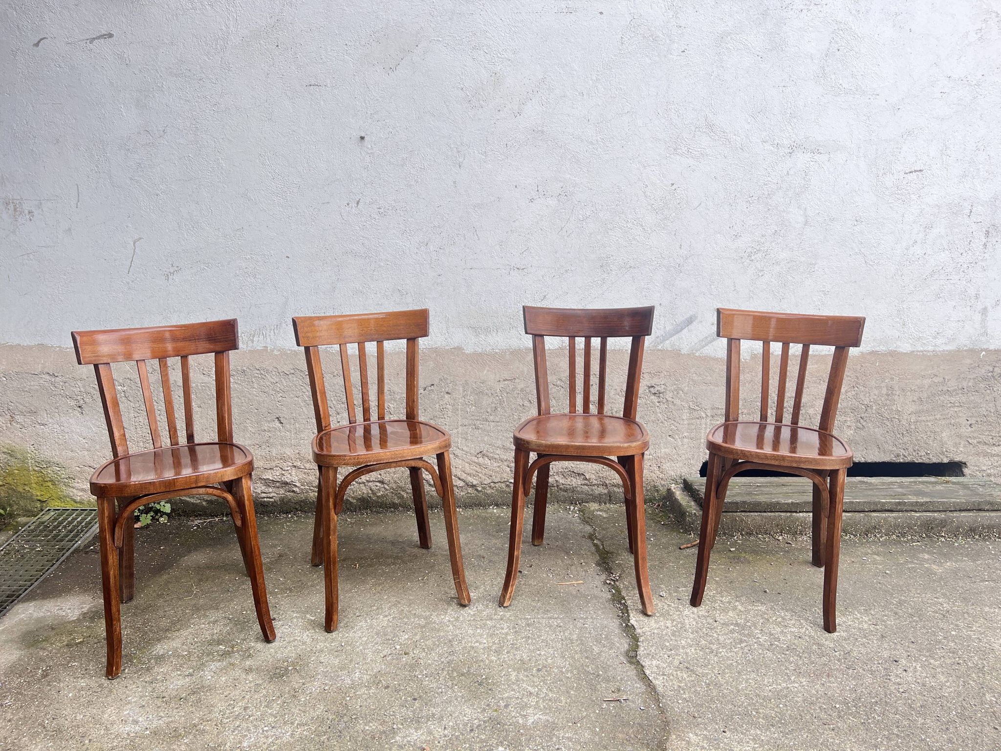 Lot 4 baumann chairs - bistro bar brasserie bohème vintage 1950 old