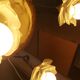 art nouveau chandelier, alabaster shells, molded glass and bronze