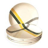 Set of 9 soup plates with yellow and green patterns