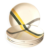 Ensemble de 9 assiettes creuses , à soupes motifs jaunes et verts