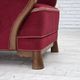 1960s, Danish armchair, red furniture velour, oak wood.