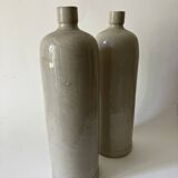 Paire de bouteilles en grès vernissé