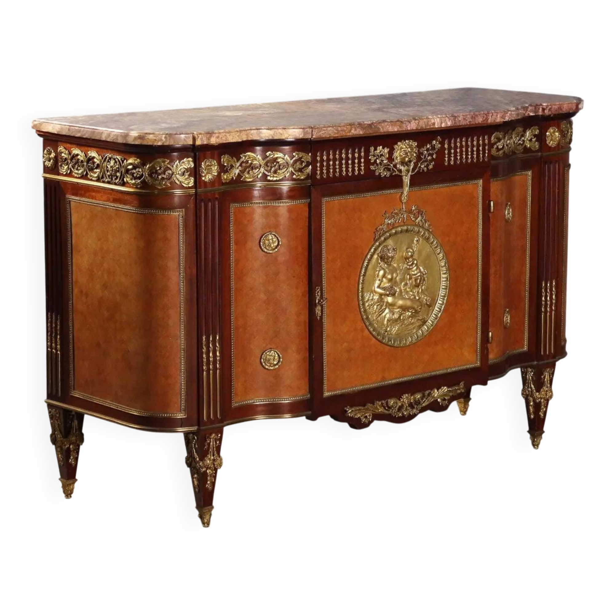 Louis XVI-style buffet in mahogany and gilded bronze, 20th century.