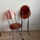 2 folding chairs Space Age plexiglass/steel round back/seat 1980s