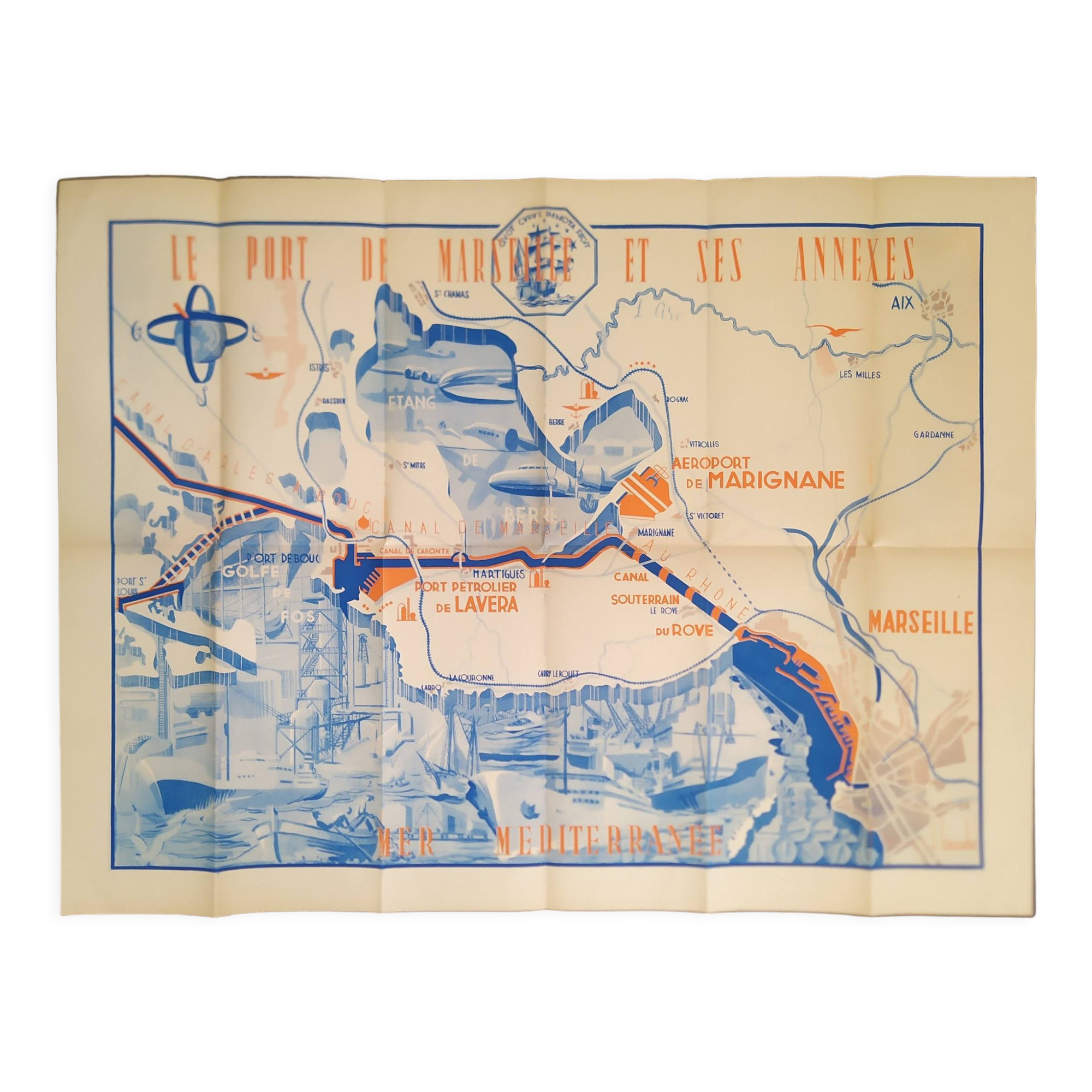 Poster, map of the ports of Marseille