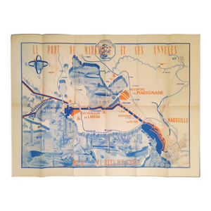 Affiche carte des ports de Marseille
