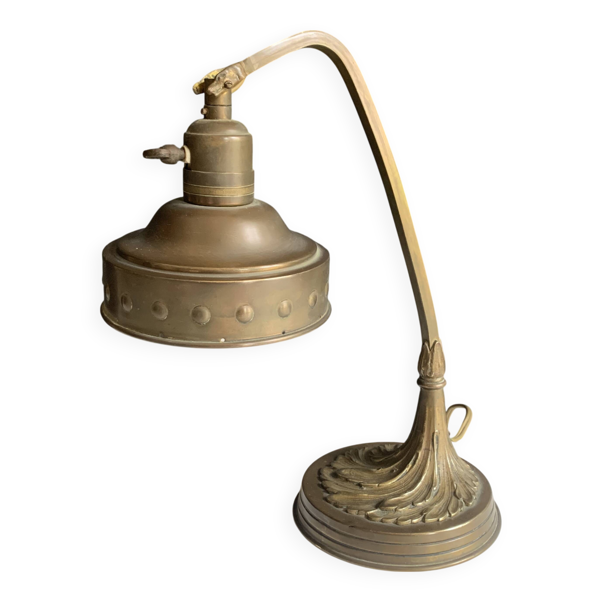1900 bronze, brass and copper desk lamp