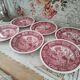 Set of 6 hollow plates in opaque porcelain Villeroy & Boch model Rusticana red English décor