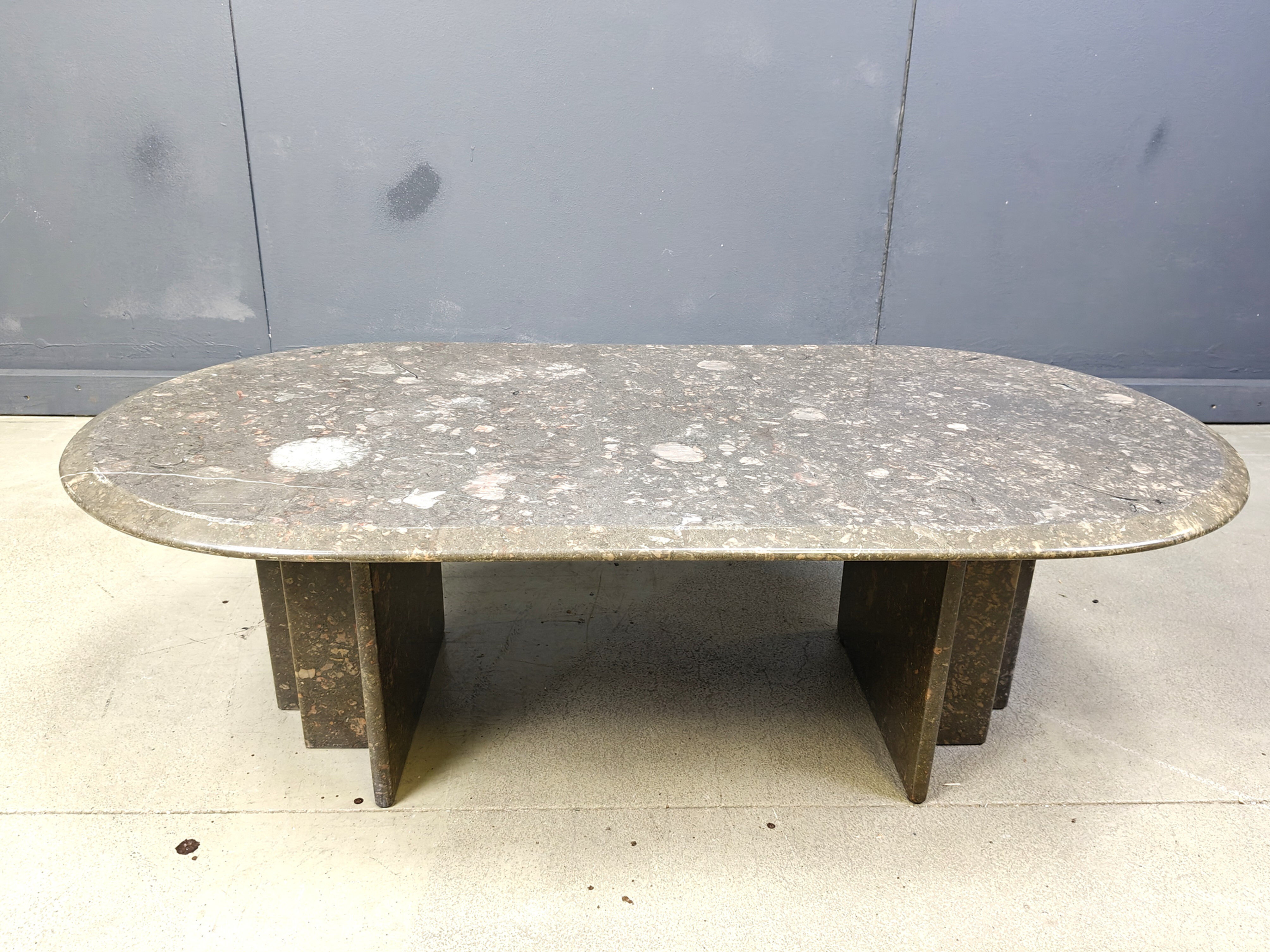 Vintage Italian grey marble coffee table, 1970s