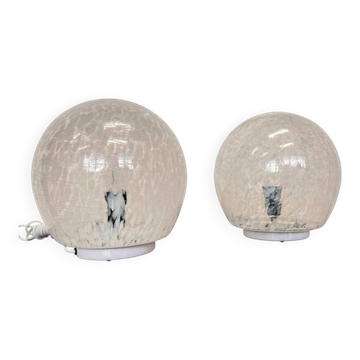 Pair of design mid century artglass Table Lamps, 1980s - Czechoslovakia