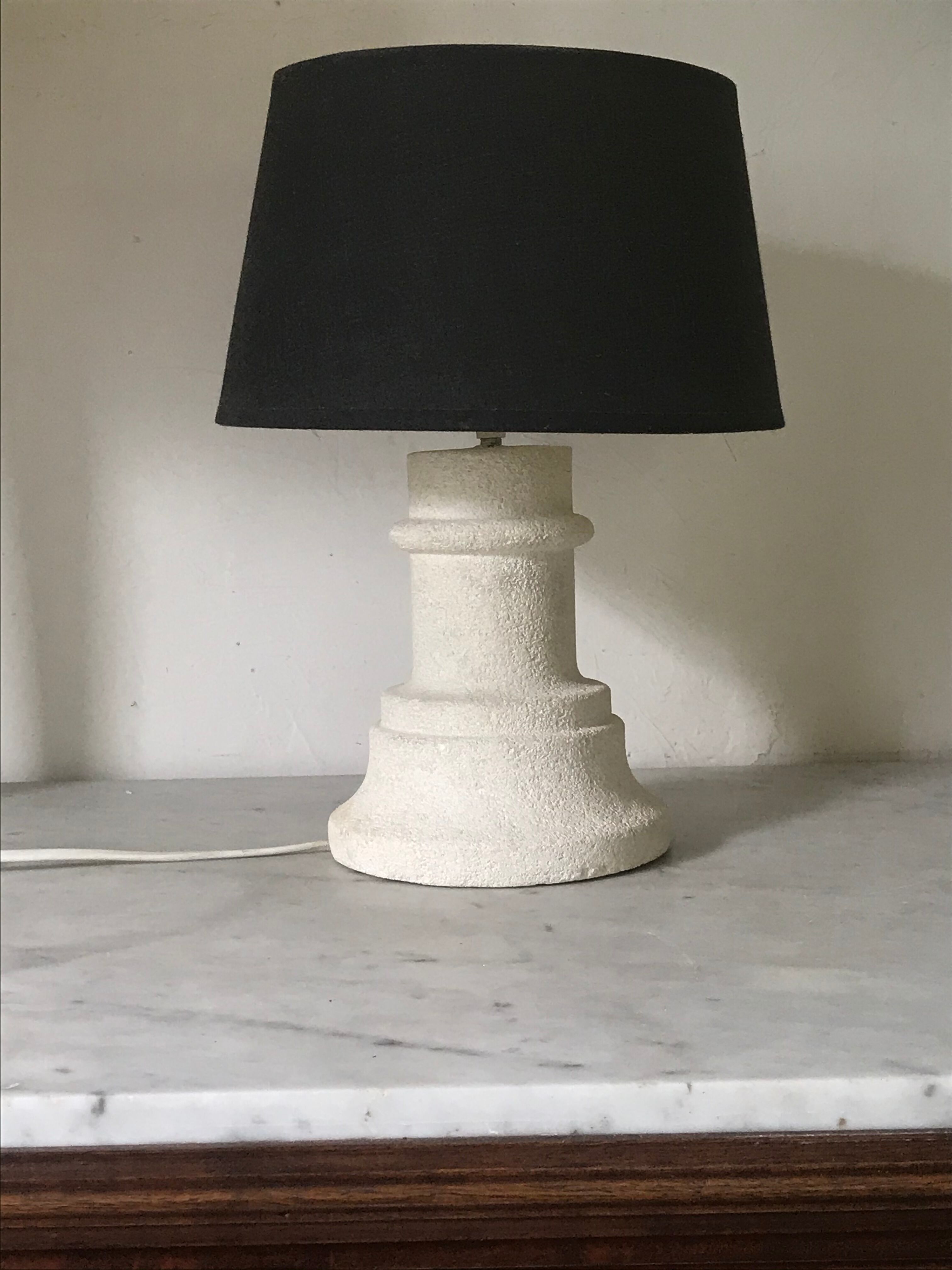 Carved stone lamp