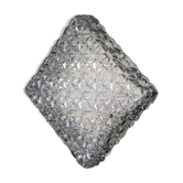 Square ceiling light in old glass thick, 70s