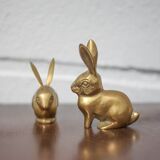 Pair of brass rabbit, rabbit statue, brass animal, rabbit figurine, collection, rabbit, brass rabbit