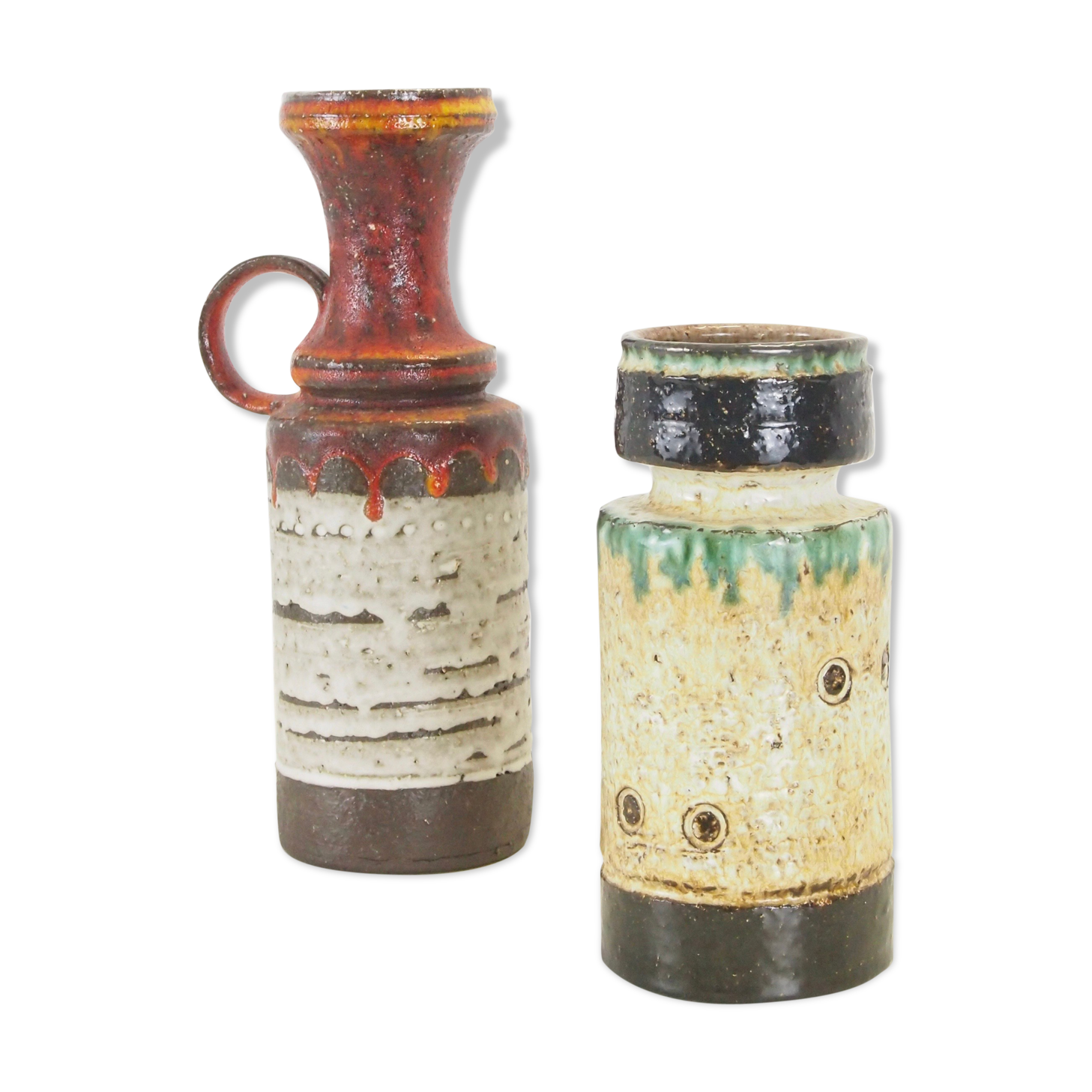 Set of 2 vintage mid century ceramic vases