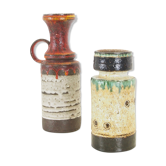 Lot de 2 vases en céramique vintage du milieu du siècle