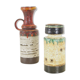 Lot de 2 vases en céramique vintage du milieu du siècle
