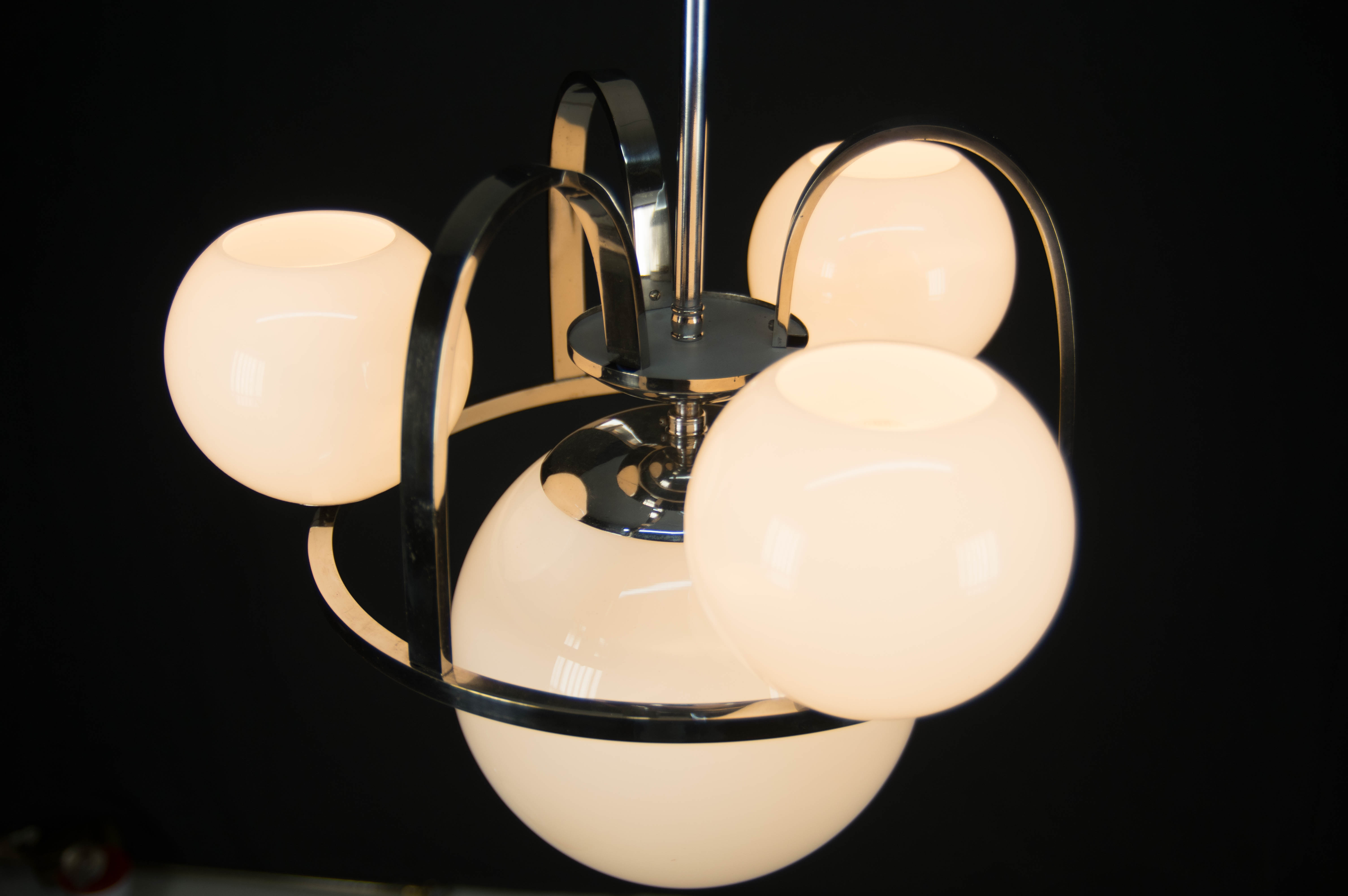 Bauhaus Chrome-plated Chandelier, 1930s