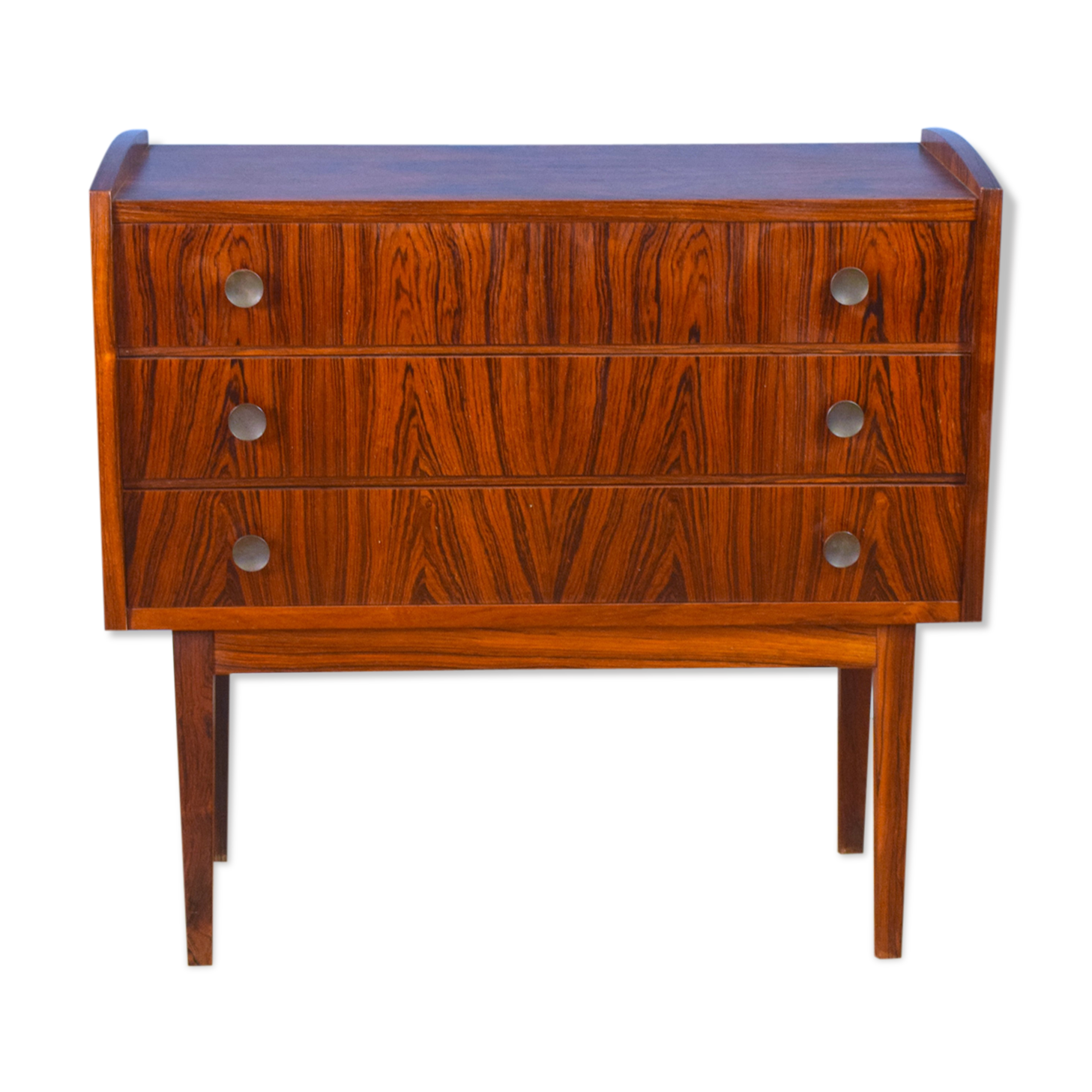 Mid century retro vintage Danish three drawer rosewood chest of drawers 1960s