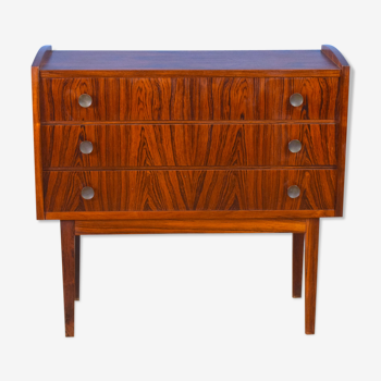 Mid century retro vintage Danish three drawer rosewood chest of drawers 1960s