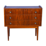 Mid century retro vintage Danish three drawer rosewood chest of drawers 1960s