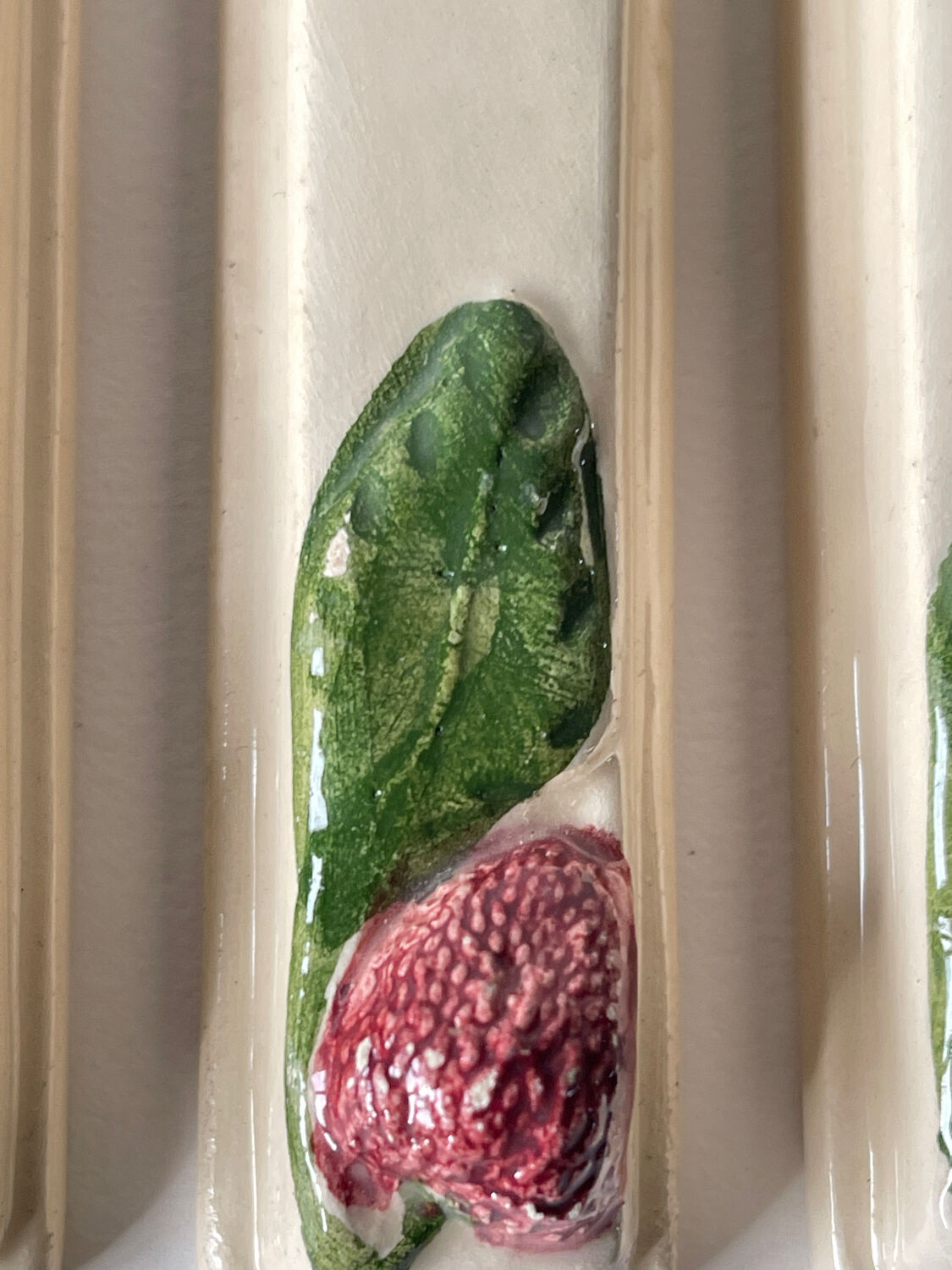 6 ceramic knive holders fruit decoration