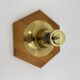 Vintage hexagonal wall lamp with pine wood and brass, 1970s