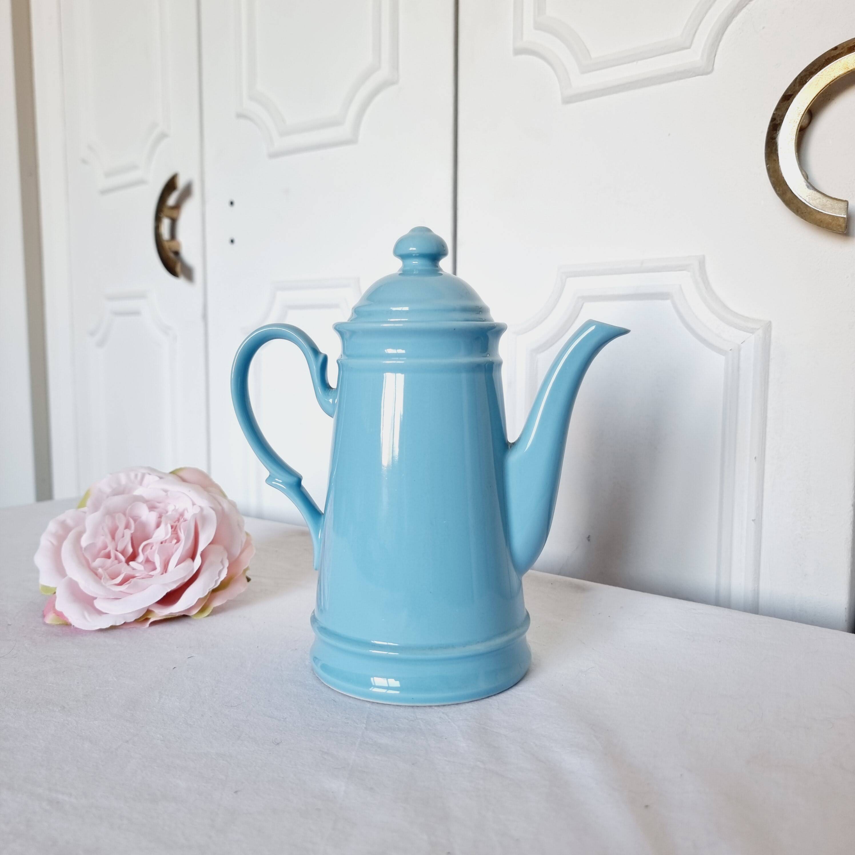 Vintage blue porcelain coffee pot