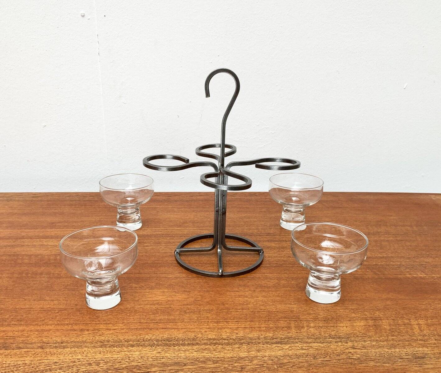 Danish metal and glass candlestick, 1960s