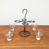 Danish metal and glass candlestick, 1960s