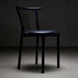 Black leather and steel dining chairs - set of 4