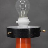 Italian space age lacquered metal table lamp with milk glass, 1970s