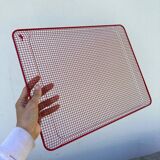 Rectangular tray in red metal mesh 1980