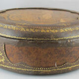 Old box made of wood and leather 19th century
