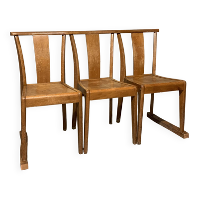 Banc STELLA trois chaises Vintage en Bois Rétro