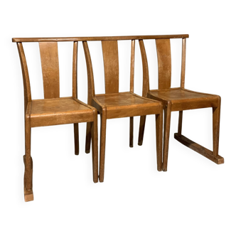 Banc STELLA trois chaises Vintage en Bois Rétro