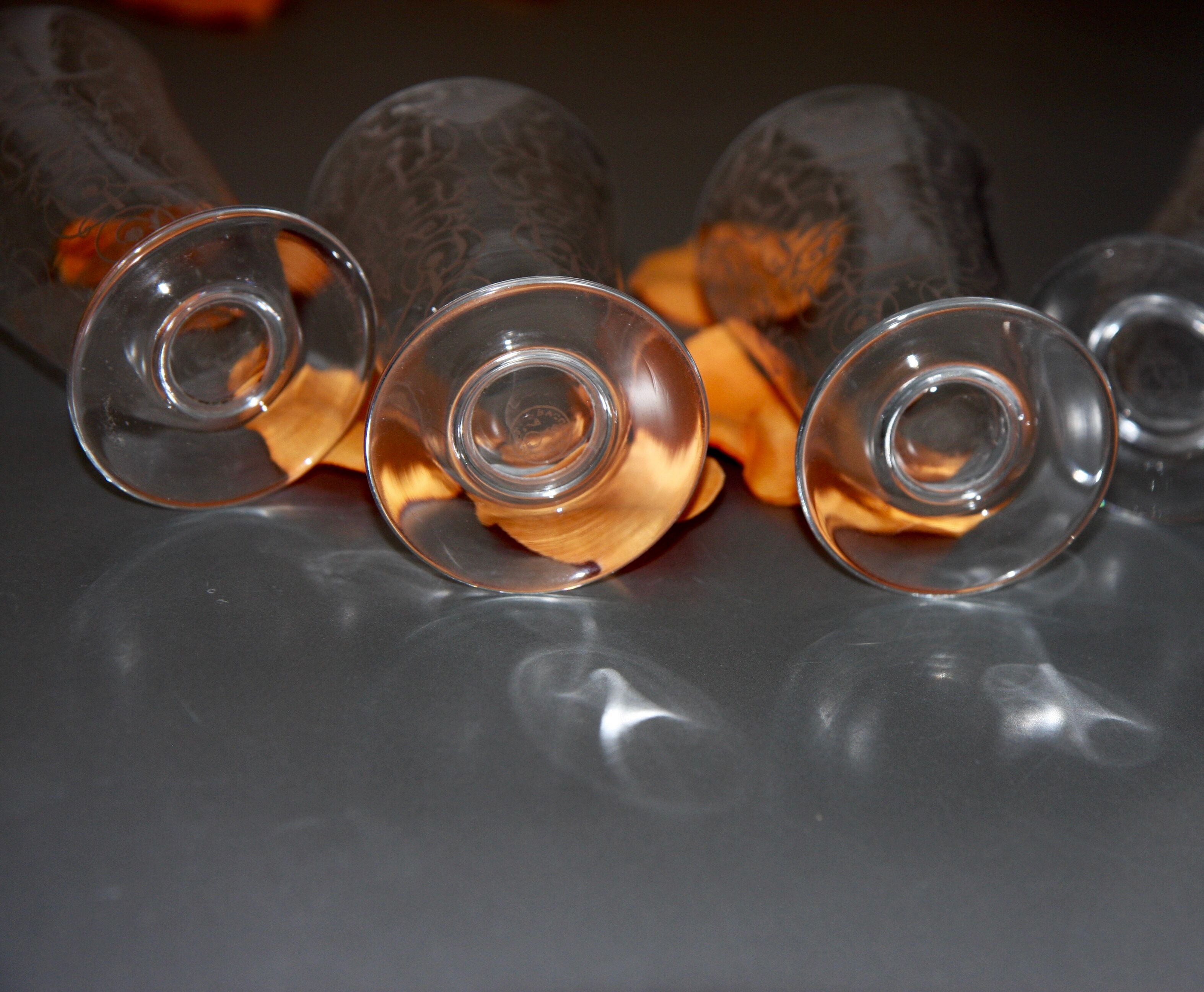 Four Baccarat flutes engraved crystal model Michelangelo